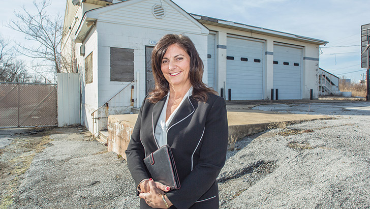 Lorraine Sheldon, a commercial agent with NAI Emory Hill Real Estate Services in New Castle, might be showing a remote tract or a vacant property, but she works with a partner, and they keep tabs on each other. // Photo by Ron Dubick